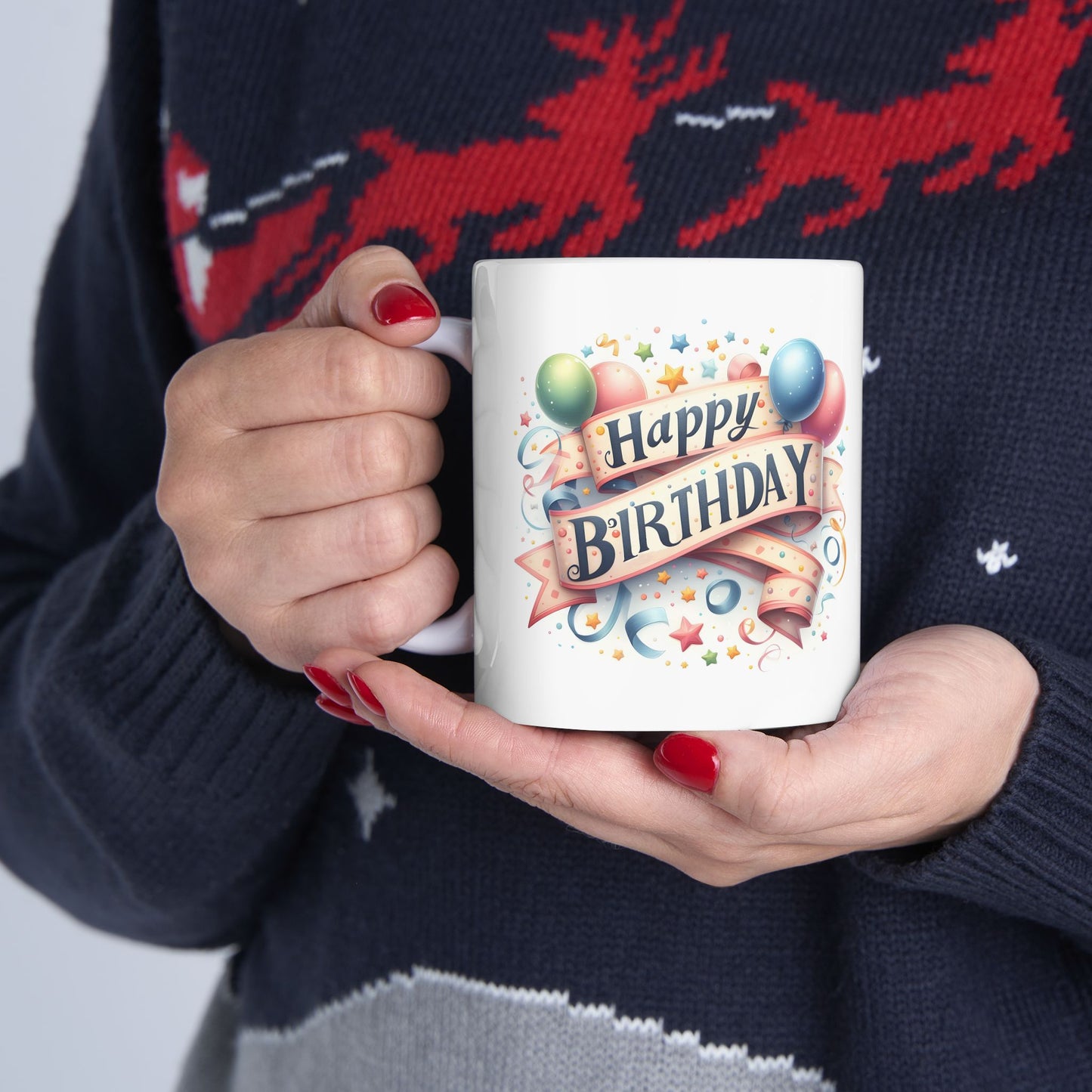 Personalized 11oz Ceramic Mug, Holiday Gift for Coffee Lovers, Festive Tea Cup, Winter Decorations