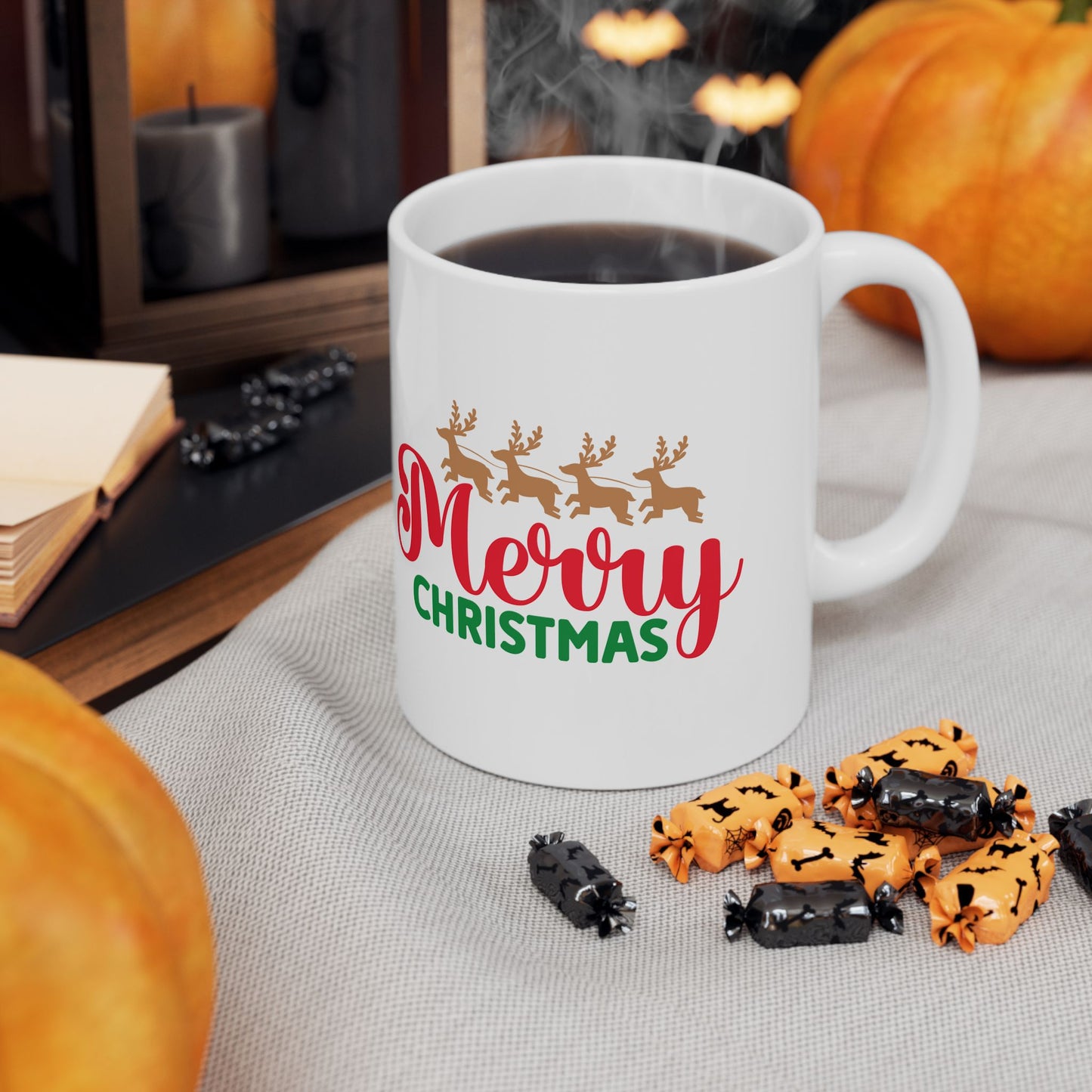 Personalized 11oz  Ceramic Mug, Holiday Gift for Coffee Lovers, Festive Tea Cup, Winter Decorations