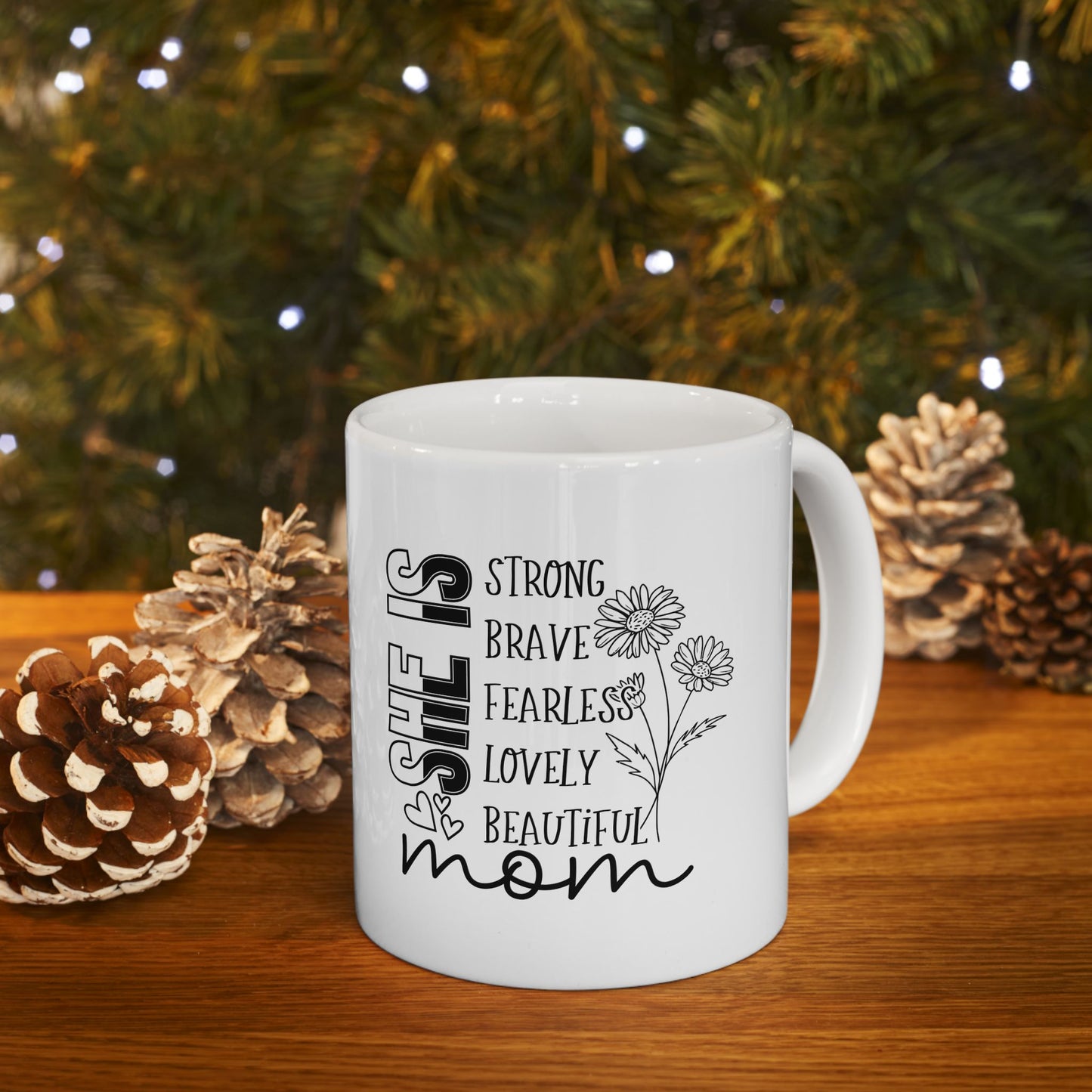 Personalized 11oz  Ceramic Mug, Holiday Gift for Coffee Lovers, Festive Tea Cup, Winter Decorations