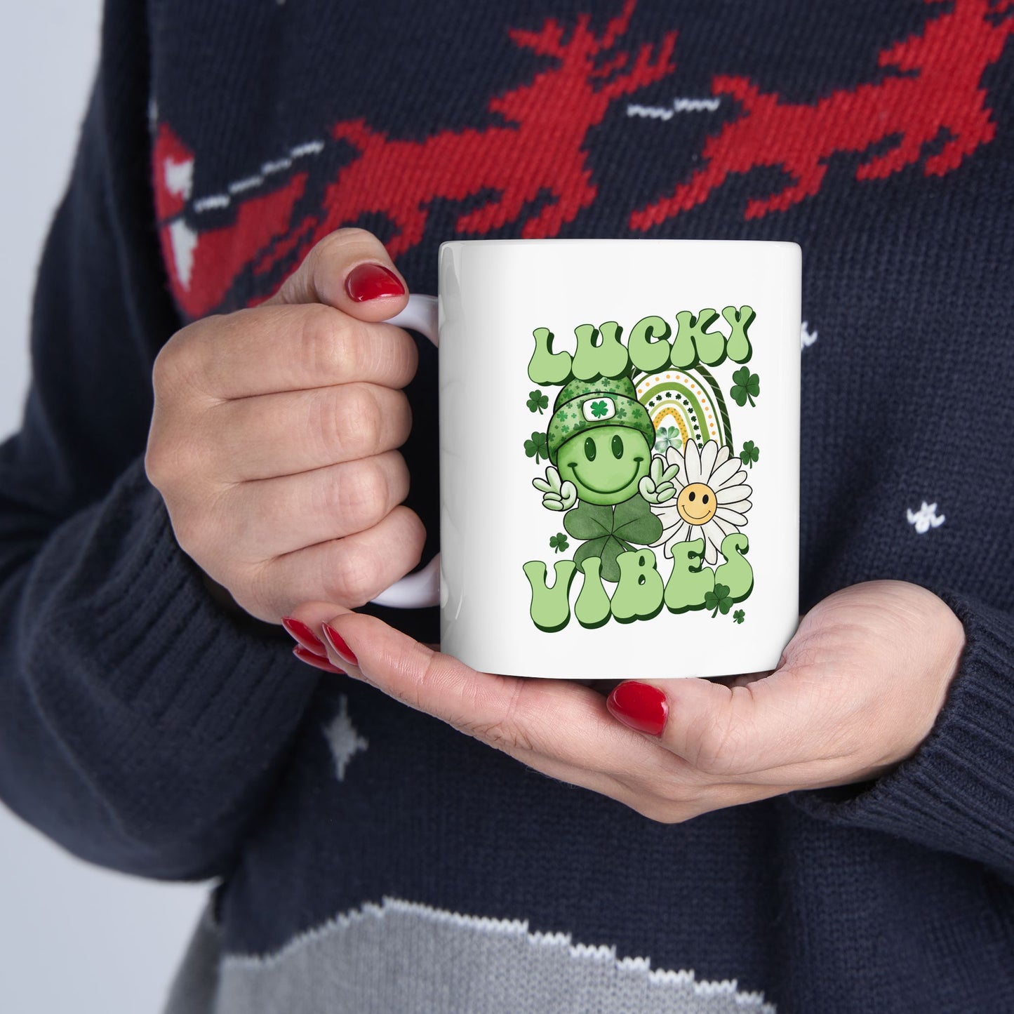 Personalized 11oz  Ceramic Mug, Holiday Gift for Coffee Lovers, Festive Tea Cup, Winter Decorations
