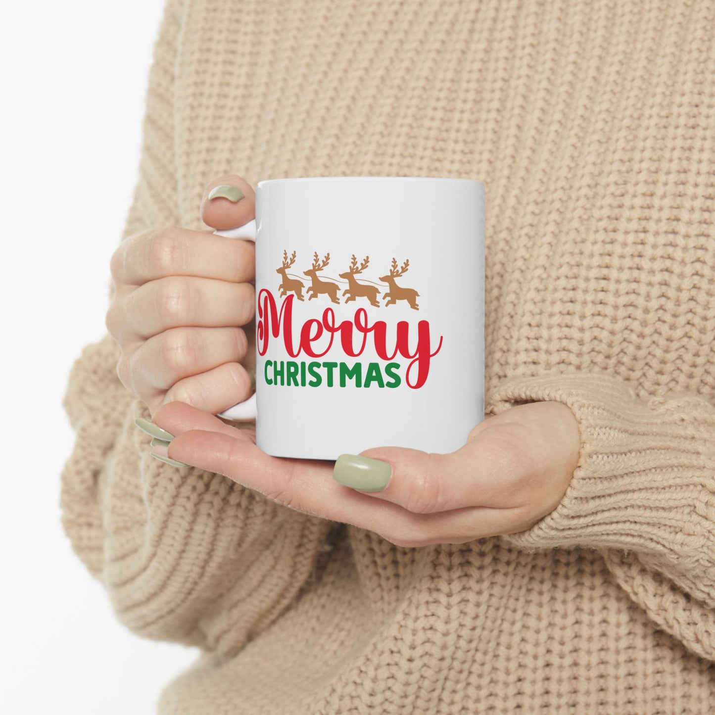 Personalized 11oz  Ceramic Mug, Holiday Gift for Coffee Lovers, Festive Tea Cup, Winter Decorations