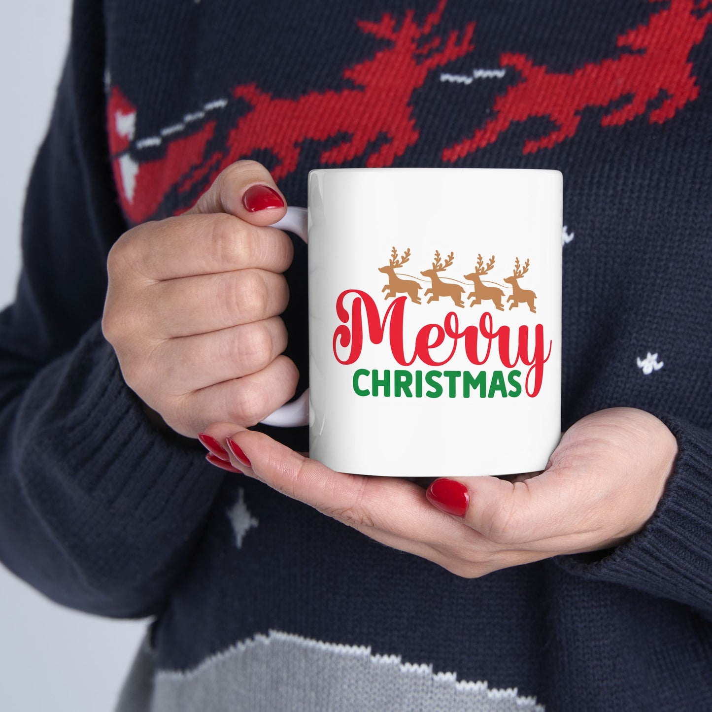 Personalized 11oz  Ceramic Mug, Holiday Gift for Coffee Lovers, Festive Tea Cup, Winter Decorations