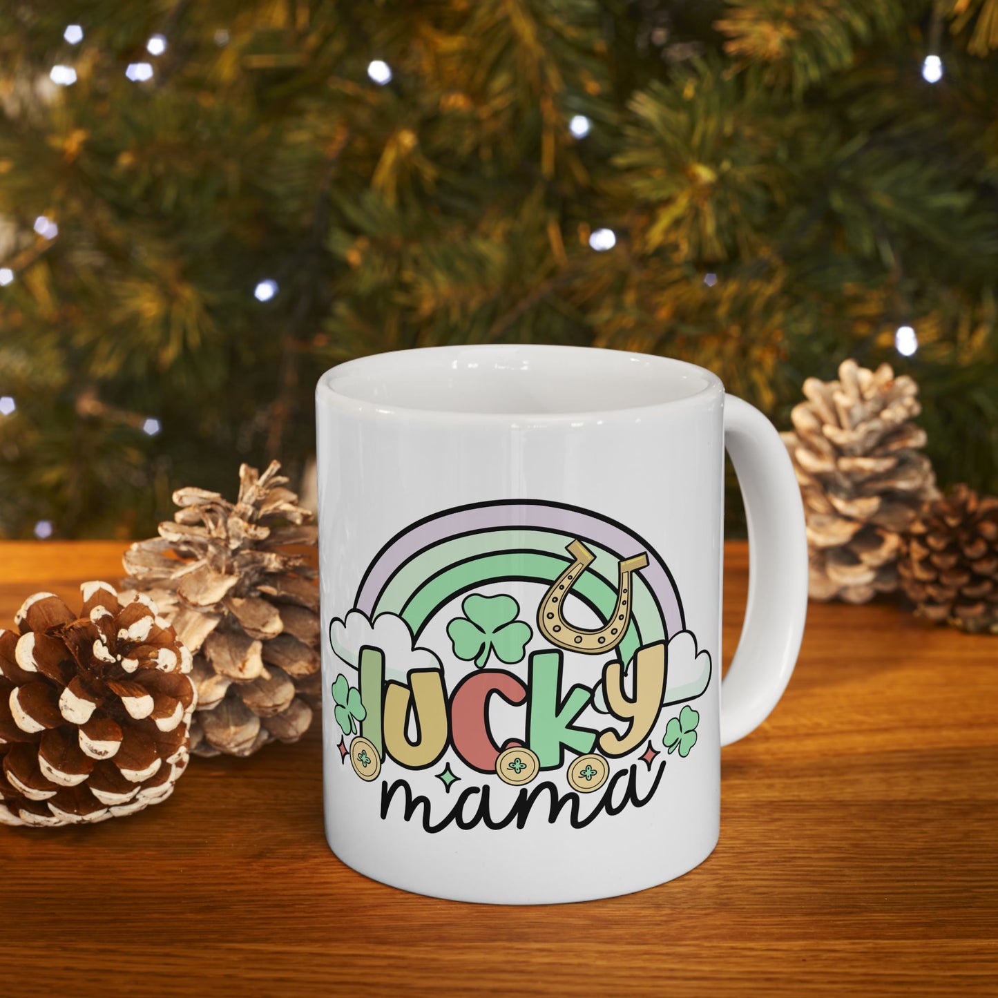 Personalized 11oz  Ceramic Mug, Holiday Gift for Coffee Lovers, Festive Tea Cup, Winter Decorations