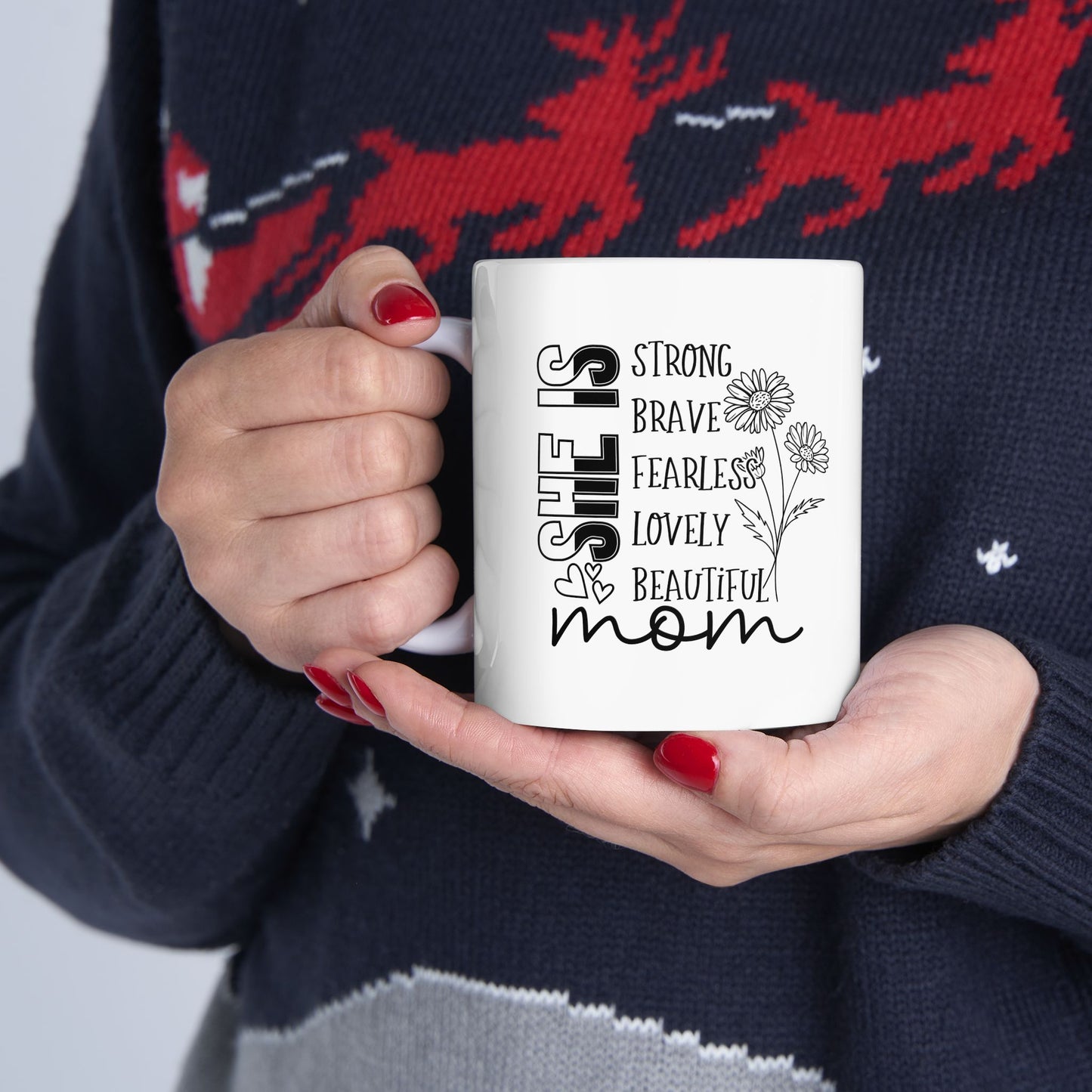 Personalized 11oz  Ceramic Mug, Holiday Gift for Coffee Lovers, Festive Tea Cup, Winter Decorations