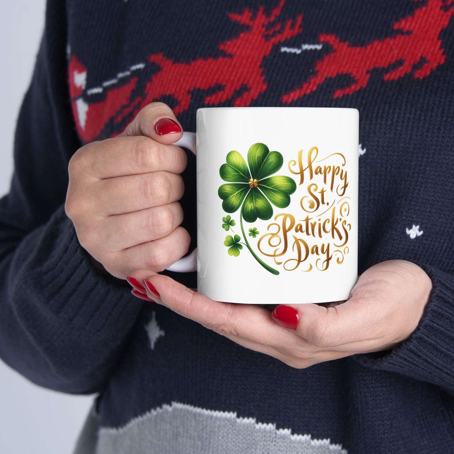 Personalized 11oz  Ceramic Mug, Holiday Gift for Coffee Lovers, Festive Tea Cup, Winter Decorations