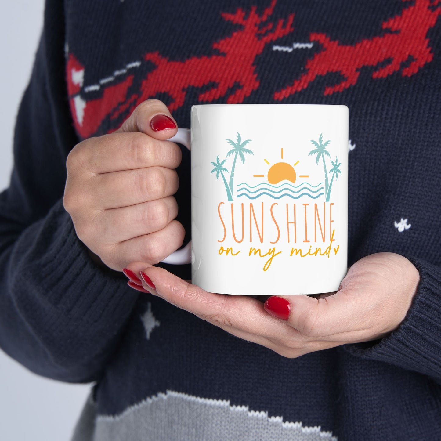 Personalized 11oz  Ceramic Mug, Holiday Gift for Coffee Lovers, Festive Tea Cup, Winter Decorations