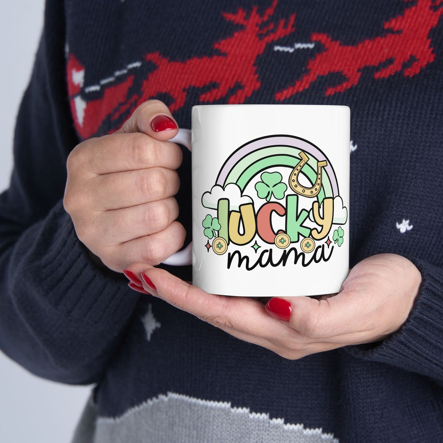 Personalized 11oz  Ceramic Mug, Holiday Gift for Coffee Lovers, Festive Tea Cup, Winter Decorations