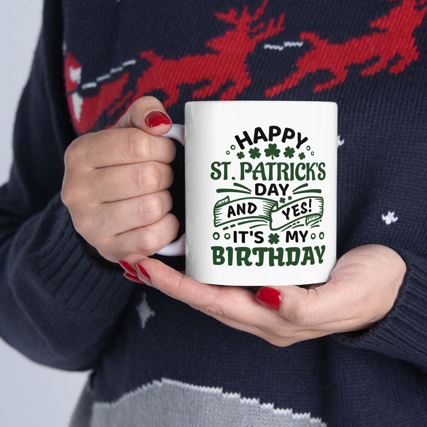 Personalized 11oz  Ceramic Mug, Holiday Gift for Coffee Lovers, Festive Tea Cup, Winter Decorations